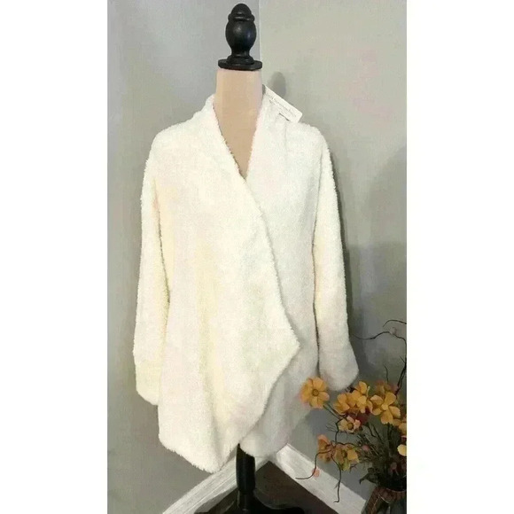 Soft Surroundings Cozy up Cardi Cardigan Fleece Ivory Size Medium NEW - Picture 6 of 6